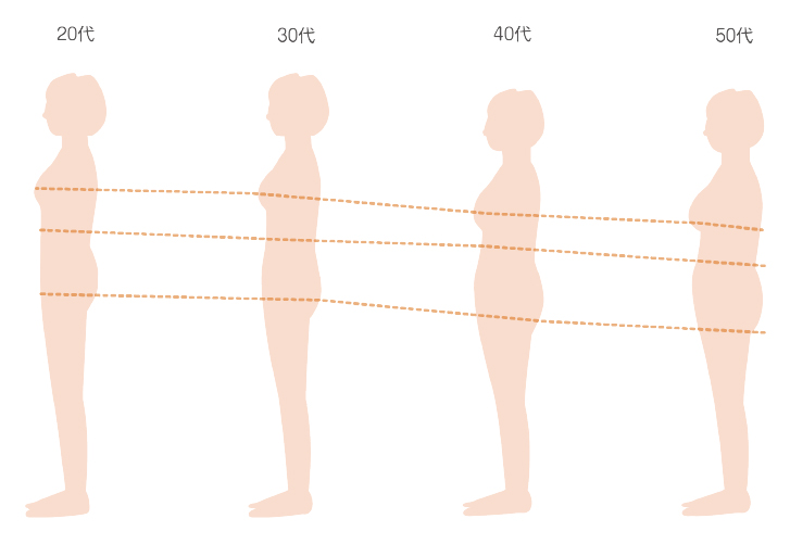 女性の体型の変化
